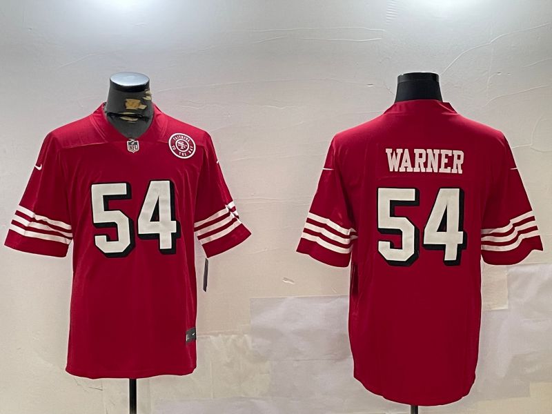 Men San Francisco 49ers #54 Warner Red Throwback 2024 Nike Limited NFL Jersey style 4->san francisco 49ers->NFL Jersey